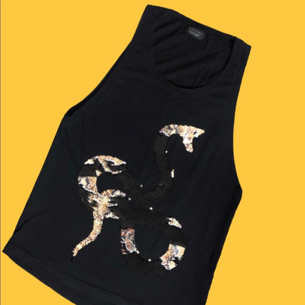 ZARA MAN Tank With Sequin Snake